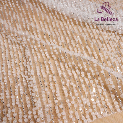 La Belleza fashion new white beaded sequin garment bridal lace fabric dress Wedding dress performance fabric 51'' width 1 yard