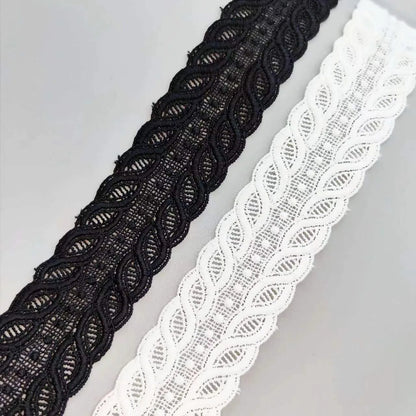 Tissu brodé en dentelle blanche et noire de 4 cm de large, ruban de garniture en dentelle pour bricolage, couture, applique, col, guipure, décoration de robes pour femmes