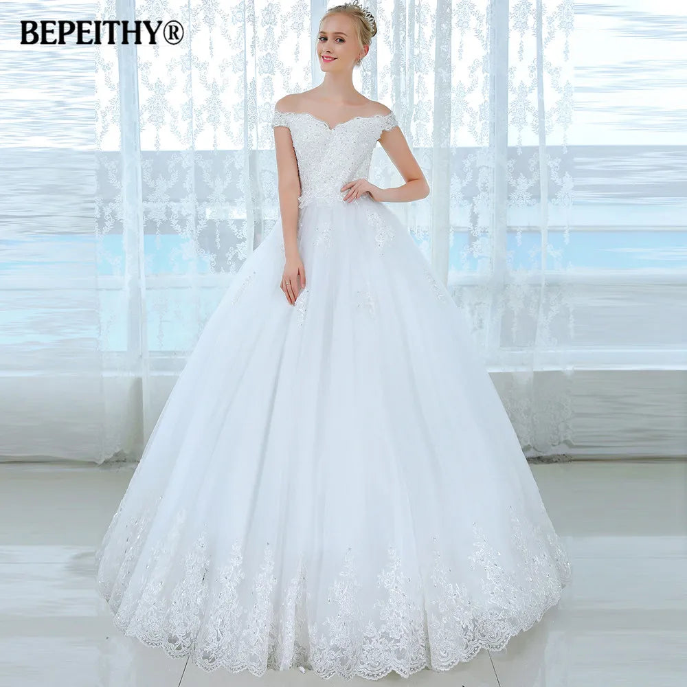 BEPEITHY Mode Dos Nu Robe De Bal Robe De Mariée Sans Manches Robe De Noiva Dentelle Robes De Mariée Princesse Robes De Mariée Robe