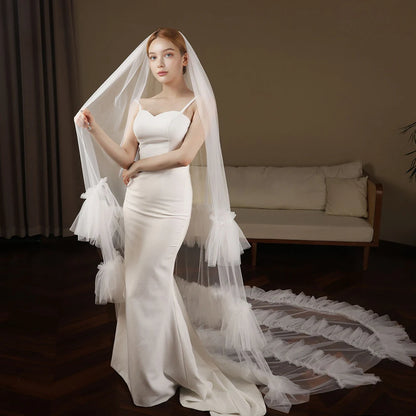 Bridal Veils Soft Tulle Veil Cathedral Length Single Tier Raw Edge Wedding Dresses Veil Wedding Accessories Design VP135