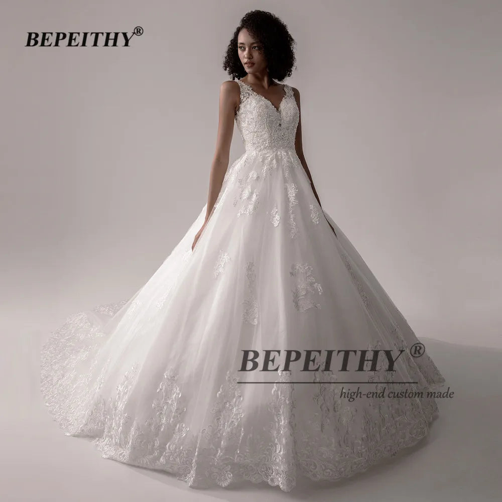 BEPEITHY Elegant Modern Wedding Dresses For Women V Neck Sleeveless Bridal Gowns High-end Custom-made Princess Wedding Dress