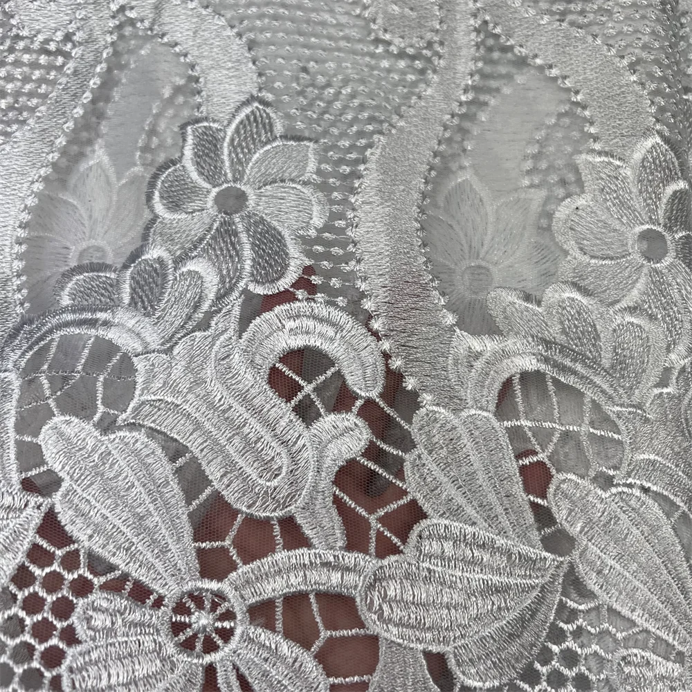 Tissu africain nigérian en dentelle de tulle français de haute qualité 2022 pour couture, broderie, robe, voile de soie de lait, fête de mariage, 5 mètres