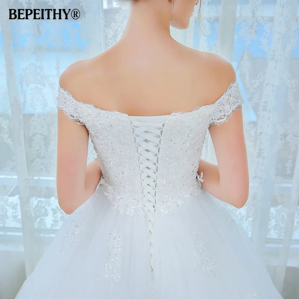 BEPEITHY Mode Dos Nu Robe De Bal Robe De Mariée Sans Manches Robe De Noiva Dentelle Robes De Mariée Princesse Robes De Mariée Robe