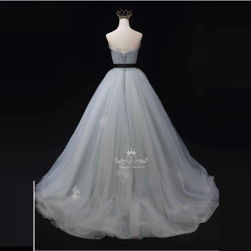 Robe de bal princesse à épaules dénudées Cendrillon Robe de mariée verte avec corset au dos Robes pour femmes Robes de soirée