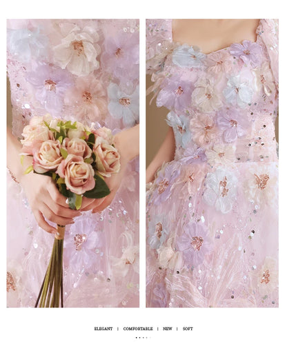 Nouvelle arrivée robe de soirée de luxe à fleurs de forêt française A-Line 2024 robe de perles de texture haut de gamme pour femmes fête de mariage