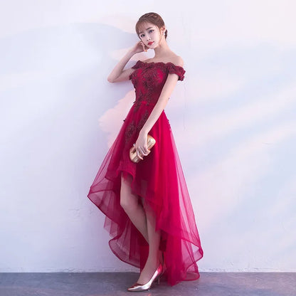 Evening Wine Red Boat Neck Cocktail Dresses Embroidery Tea-Length Plus size Customization Women Formal Dress Party Gown H063