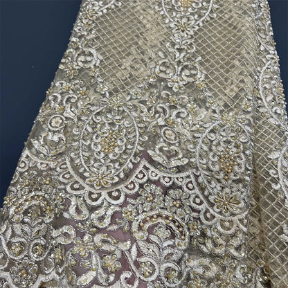 Tissu africain nigérian en dentelle de haute qualité avec paillettes, tulle, couture, guipure, broderie, robes, perles, pierre, 5 mètres, 2024