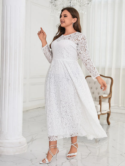 XL-4XL Large Size New White Black Lace Very Elegant Evening Dresses For A Wedding Guest Bridesmaid Bride Summer Female Clothing