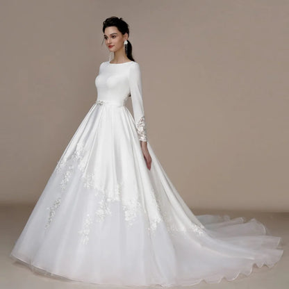 BEPEITHY Sweetheart A Line Ivory Wedding Dresses 2024 Spring Women Long Sleeves Beach Bride Boho Bridal Gown With 3D Flowers