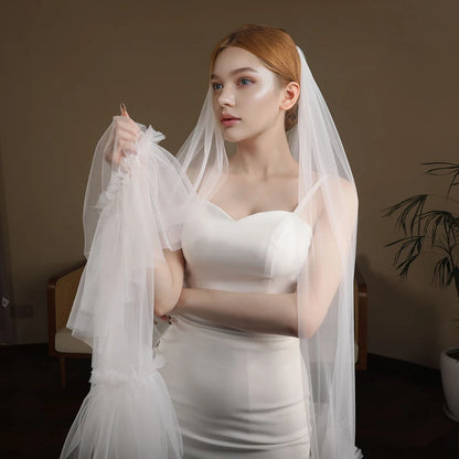 Bridal Veils Soft Tulle Veil Cathedral Length Single Tier Raw Edge Wedding Dresses Veil Wedding Accessories Design VP135