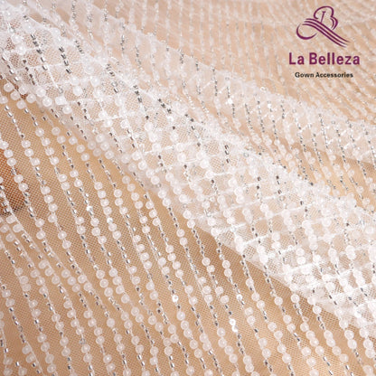 La Belleza fashion new white beaded sequin garment bridal lace fabric dress Wedding dress performance fabric 51'' width 1 yard