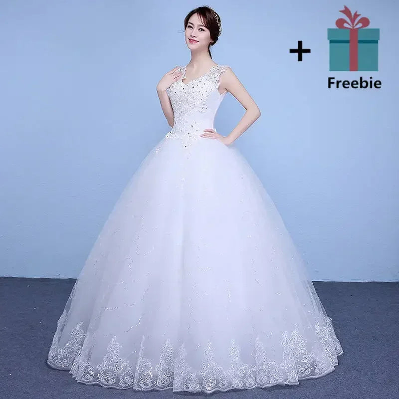 Vestidos de novia con escote en V y bordado de lentejuelas brillantes, baratos, largos hasta el suelo, de princesa, blancos, para novia, vestidos de novia XN177