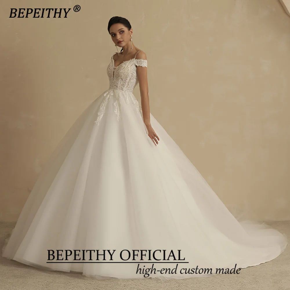 BEPEITHY Simple A Line Ivory Wedding Dresses 2022 For Women Off Shoulder Cheap Bridal Gown Bride Free Shipping Sleeveless