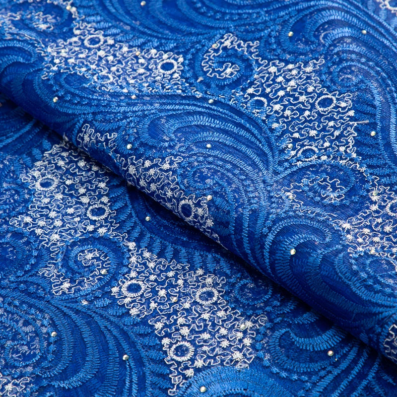 Tissu en dentelle africaine SJD LACE avec cristal 2024 Tissu en dentelle à mailles françaises de haute qualité pour coudre des robes de soirée de mariage pour femmes A3489