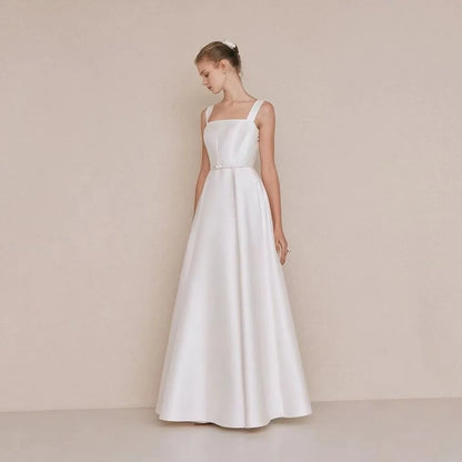 Simple bow Wedding Dress Spaghetti Strap свадебное платье Bridal Dress High Split Robe De Mariée Elegant Vestido De Noiva