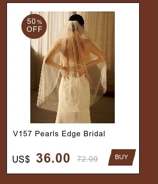 V197 Bead Edge Wedding Veil Rhinestone & Pearl Bridal Veils Beading & Petite Pearls 1 Tier Soft Wedding Dress Accessories