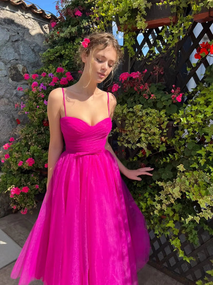 Fantasy Fachsia Sweetheart Girls Ball Gown Party Dress Sexy Backless Guaduation Evening Dress Fashion Bridesmaid Vestidos Robes