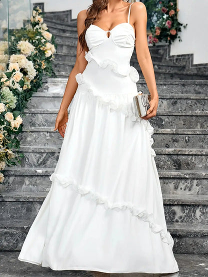 Vestido de novia de lujo sin mangas con escote en forma de corazón y espalda descubierta, largo y sexy, para fiesta de graduación, para damas de honor, elegantes