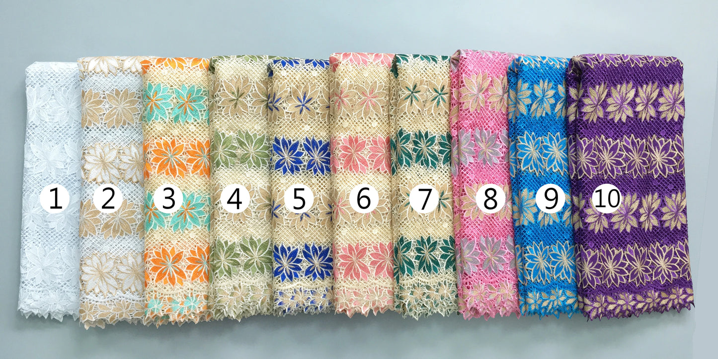 African Guipure Cord Lace Fabric Stones Nigerian Water Soluble Lace High Quality Luxury For Wedding Party Dresses,2.5YardsTY3898