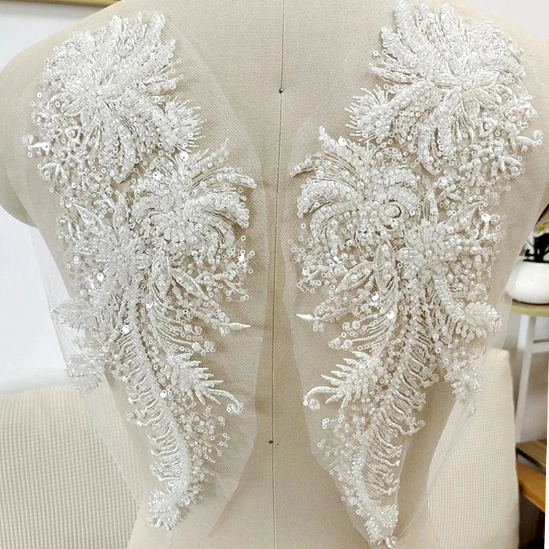 3D Fleur Application Dentelles Col DIY Strass Dentelle Tissu Broderie Artisanat Matériaux Robe De Mariée pour Accessoires De Couture