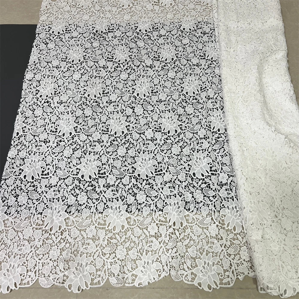 Nigerian Tulle Lace Fabric for Sewing, Wedding Embroidery Dress, Chiffon Party Guipure, High Quality, Late, 5Yard, 2024