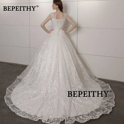 BEPEITHY Vintage Dentelle Robe De Mariée Train Cour Pour Femmes Mariée 2023 Sans Manches Princesse Robe De Bal De Mariée Robes De Novias