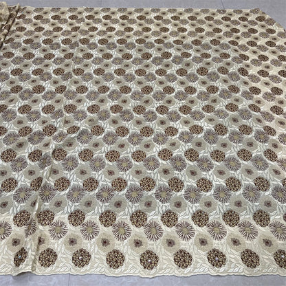 Tissu en dentelle de tulle brodé pur de haute qualité pour robe de mariée et fête, en coton damassé, 5 mètres, mode africaine et nigériane, 2024 Hz1280