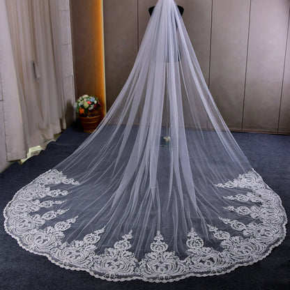 V161 Super Bridal Veils Long Wedding Veil Plus Sie Wedding Dresses Accessories Extra Long Royal Lace Embroidery Wedding Veil