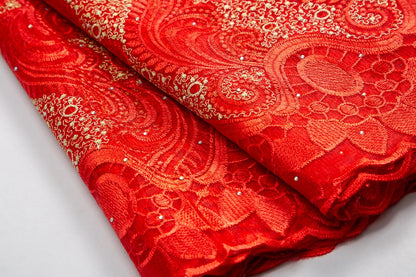 Tissu en dentelle africaine SJD LACE avec cristal 2024 Tissu en dentelle à mailles françaises de haute qualité pour coudre des robes de soirée de mariage pour femmes A3489