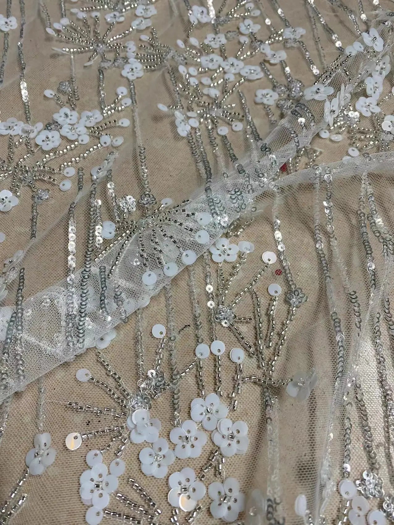 Offre spéciale tissu perlé tissu africain nigérian paillettes brodées tulle français filet dentelle pour robes de soirée robe de mariée