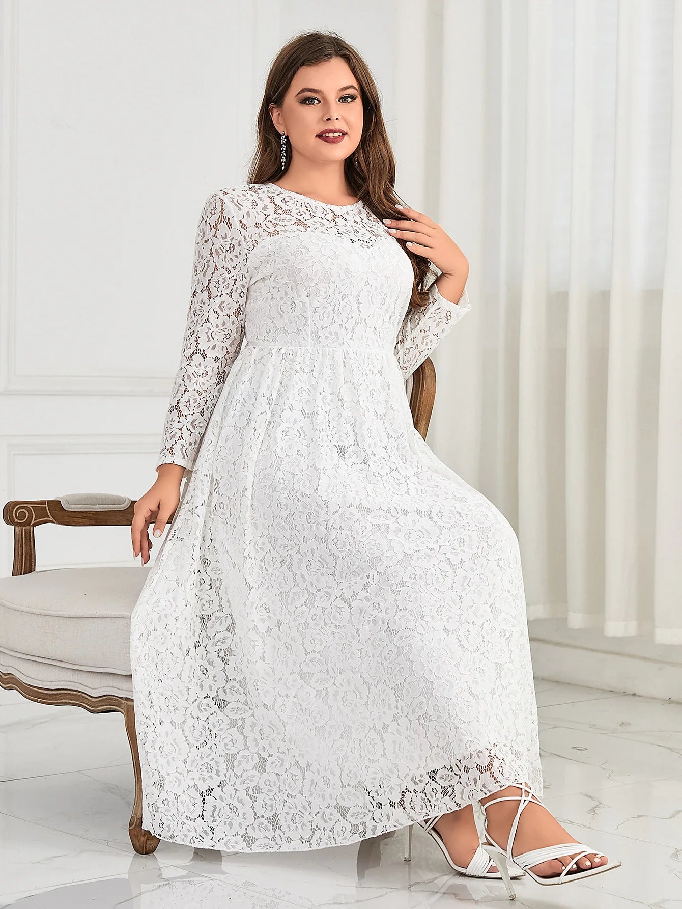 XL-4XL Large Size New White Black Lace Very Elegant Evening Dresses For A Wedding Guest Bridesmaid Bride Summer Female Clothing