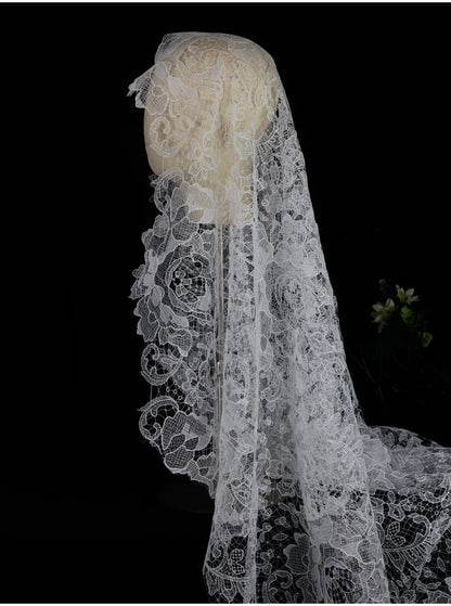 V311 High-end Bridal Veil for Wedding Dress One-Layer Hollow Out Lace White Long Handmade Brides Veil