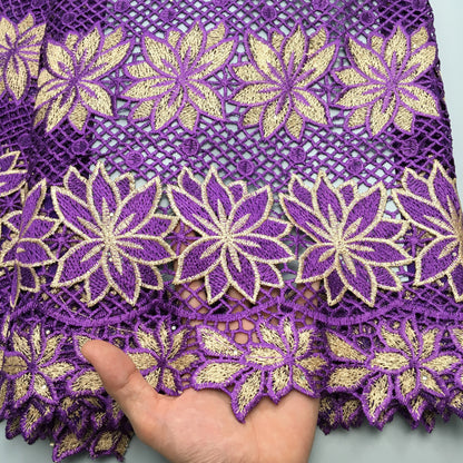 African Guipure Cord Lace Fabric Stones Nigerian Water Soluble Lace High Quality Luxury For Wedding Party Dresses,2.5YardsTY3898