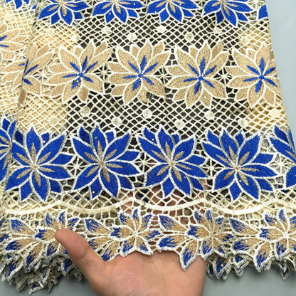 African Guipure Cord Lace Fabric Stones Nigerian Water Soluble Lace High Quality Luxury For Wedding Party Dresses,2.5YardsTY3898