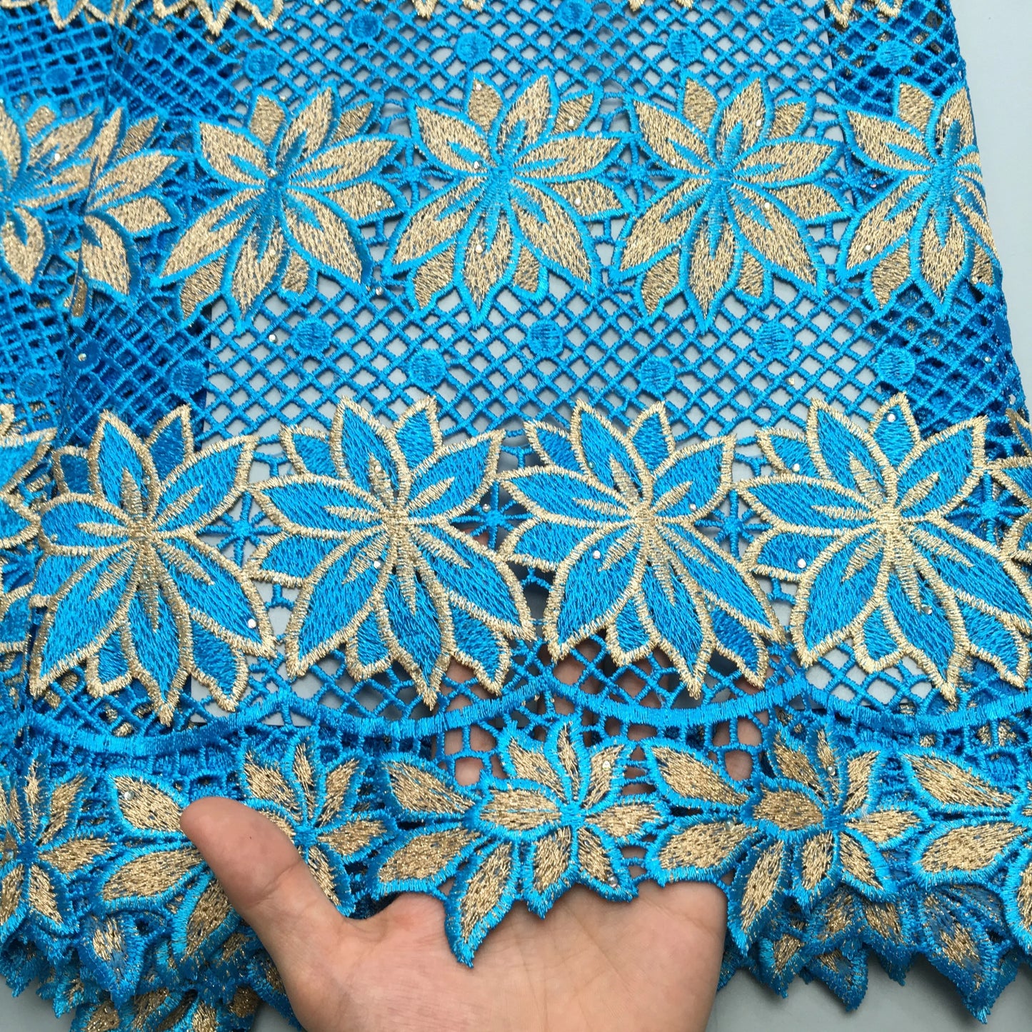 Tissu en dentelle guipure africaine avec pierres, dentelle soluble dans l'eau nigériane de haute qualité, luxe pour robes de soirée de mariage, 2,5 mètres, TY3898