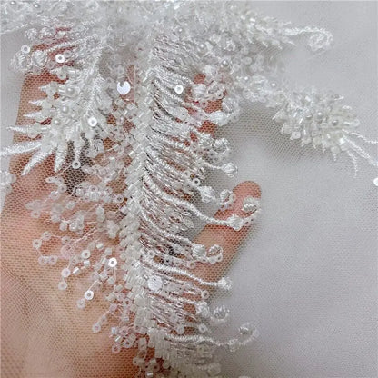 3D Flower Application Laces Collar DIY Rhinestone Lace Fabric Embroidery Craft Materials Wedding Dress for Sewing Accessories