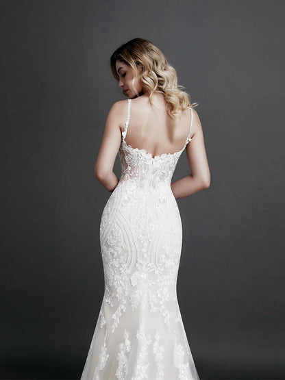 Robe de mariée sirène bohème pour femme, fleurs 3D, appliques de perles, décolleté en V profond, sans manches, dos nu, sexy, slim, ligne A, longues robes