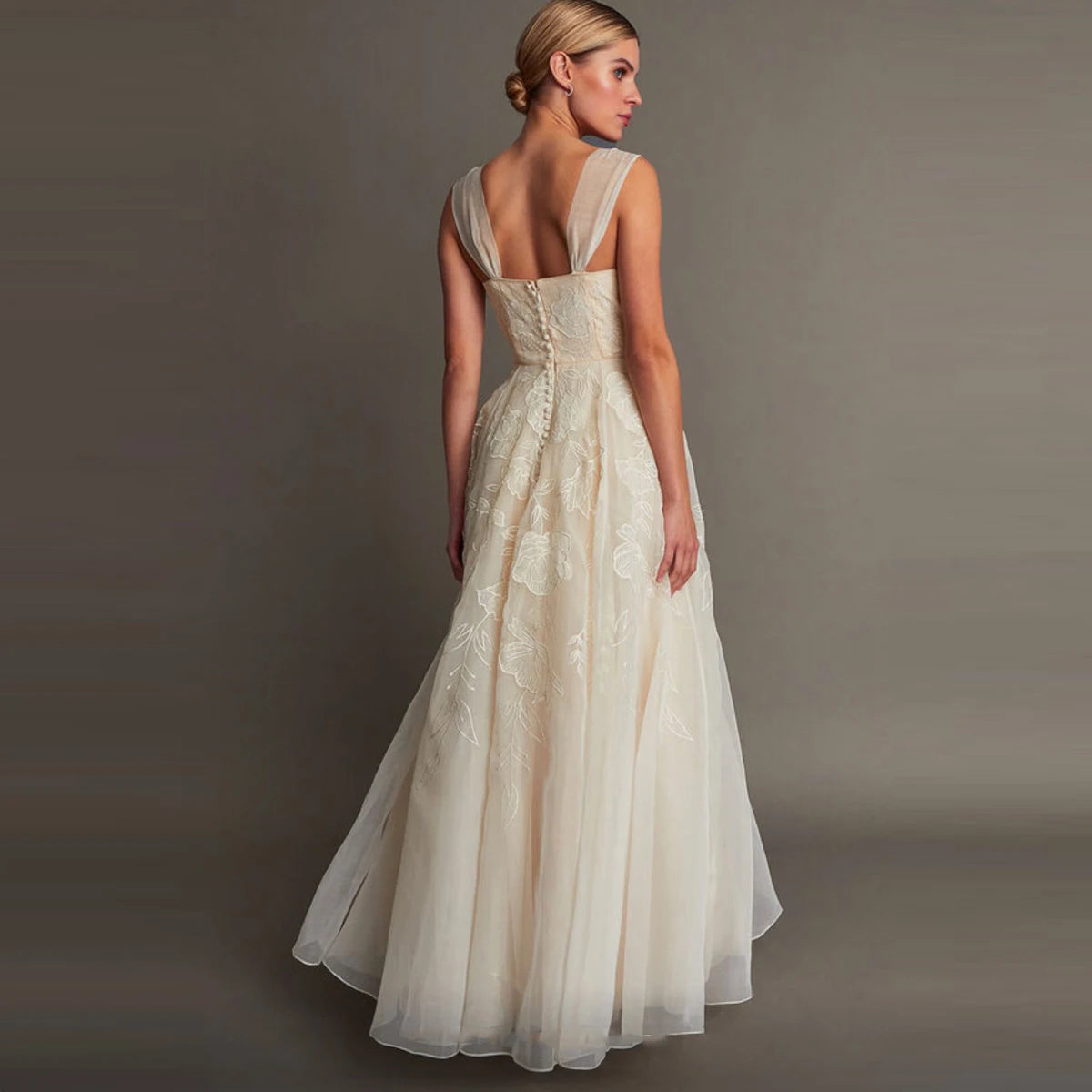 Robe de mariée en satin style simple avec appliques, ligne A, col licou, robe de soirée, personnalisée, grande taille