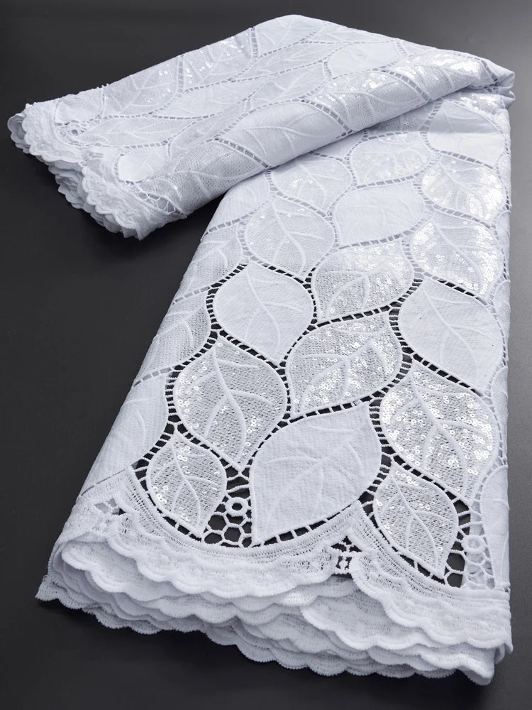 Tissu africain en dentelle soluble dans l'eau, paillettes, 2,5 mètres, 2024, tissu en dentelle guipure française et nigériane pour robe de mariée pour femme, TY3022