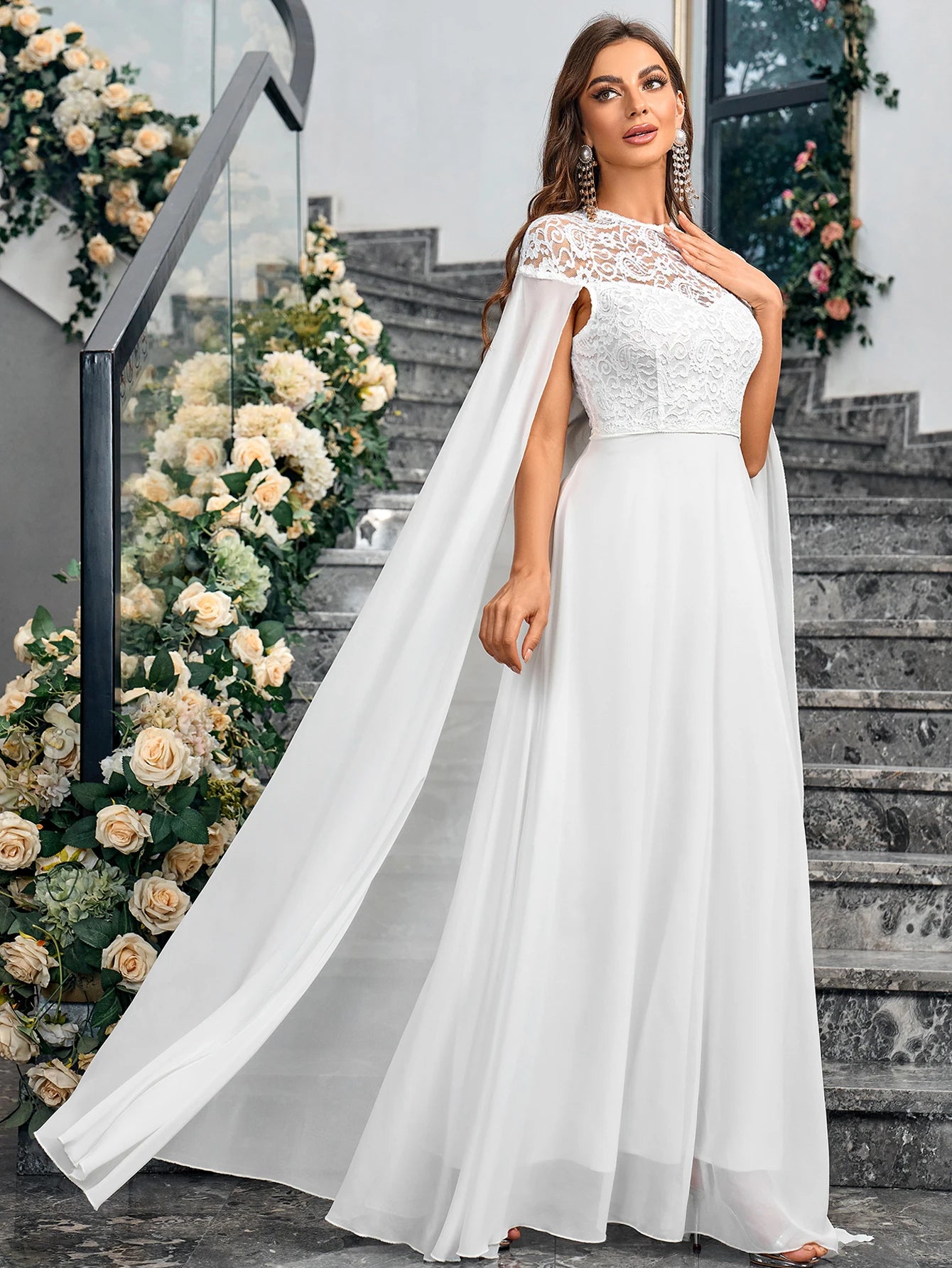 Vestido de noche elegante de sirena árabe lila para boda para dama de honor con mangas chal 2024 Vestido de novia de lujo con cuentas de Dubái