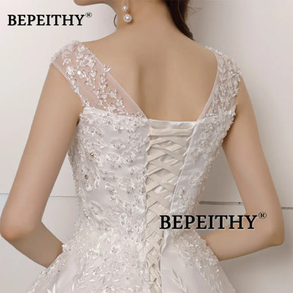 BEPEITHY Vintage Lace Wedding Dress Court Train For Women Bride 2023 Sleeveless Princess Bridal Ball Gown Vestidos De Novias