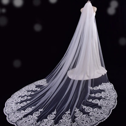 V161 Super Bridal Veils Long Wedding Veil Plus Sie Wedding Dresses Accessories Extra Long Royal Lace Embroidery Wedding Veil