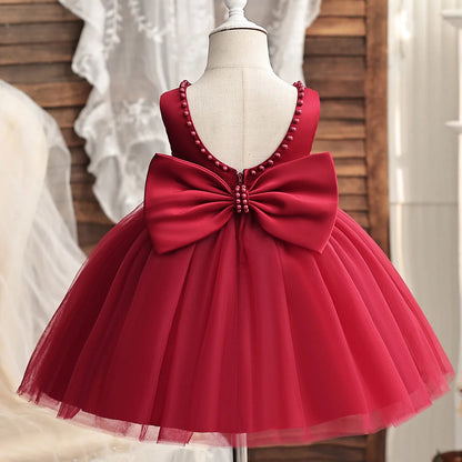 Robes de demoiselle d'honneur pour mariage, enfants, dentelle, dos nu, tulle, tutu, princesse, bal de fin d'année, vêtements de fête, bébé, 1er anniversaire, baptême, robe blanche