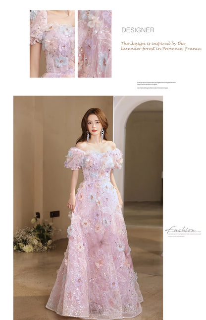 Nouvelle arrivée robe de soirée de luxe à fleurs de forêt française A-Line 2024 robe de perles de texture haut de gamme pour femmes fête de mariage