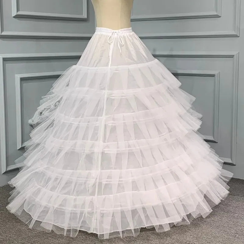 Jupon de robe de bal à 6 cerceaux et 3 couches, jupon blanc, crinoline, gros volants, accessoires de mariage, jupons en tulle