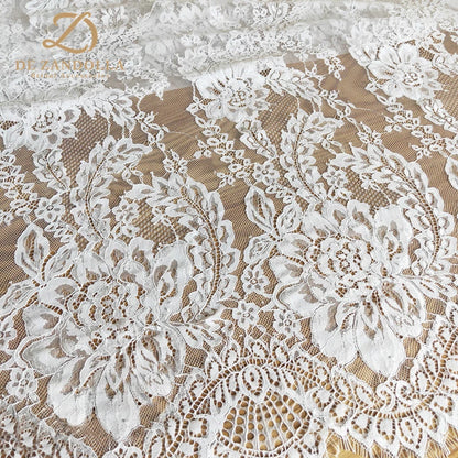 3 yards Off-white Bridal Lace Fabric French Skin Friendly Soft Lingerie Eyelash Lace Wedding Dress Fabrics Accessories Width 59"