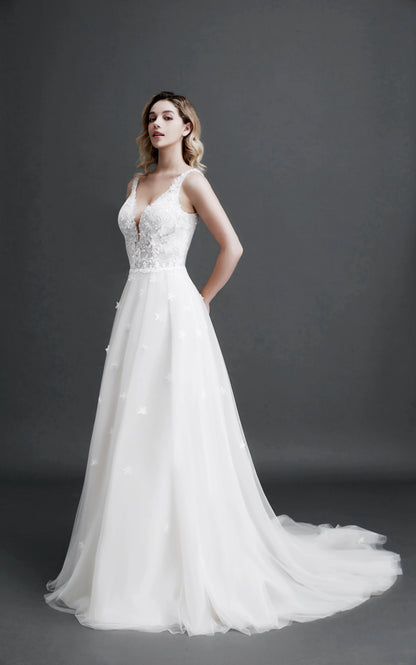 2024 Sexy Tempérament Dentelle Robe De Mariée Femme Col En V Sling Dos Nu Robe De Soirée Romantique Fleurs Applique Perle Robe De Mariée