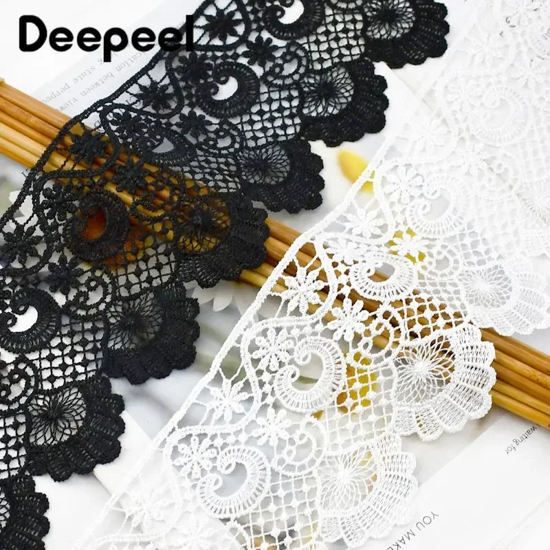 2/5Meters White Black Embroidery Lace Trim Wedding Dress Decorative Ribbon Tape Clothes Trimming DIY Sewing Material Accessories