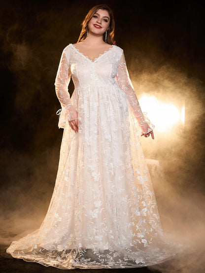 Robe de mariée élégante en tulle avec appliques en dentelle pour femme, grande taille, ligne A, 2024