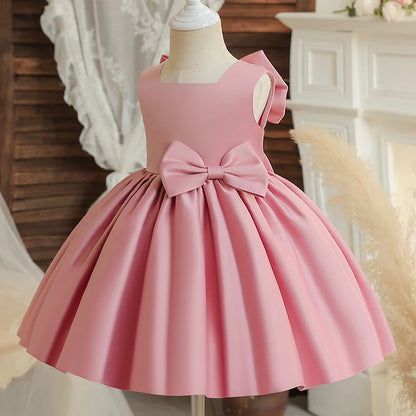 Robes de demoiselle d'honneur pour mariage, enfants, dentelle, dos nu, tulle, tutu, princesse, bal de fin d'année, vêtements de fête, bébé, 1er anniversaire, baptême, robe blanche